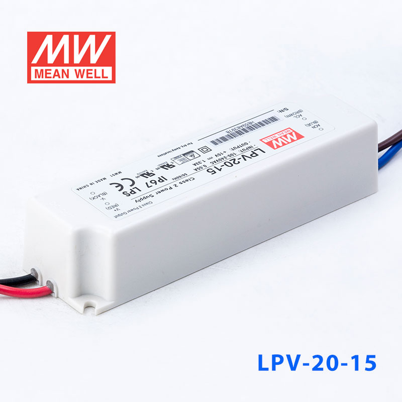 LPV-20-15    20W    15V   1.33A 明纬牌恒压输出IP67防水塑壳LED照明电源