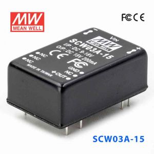 SCW03A-15  3W  9~18V  输入15V  稳压单路输出明纬DC-DC转换模块电源