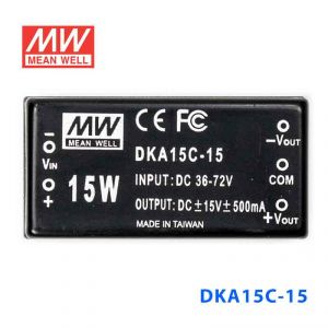 DKA15C-15  15W  36~72V 输入  ±15V  稳压双路输出明纬DC-DC转换模块电源