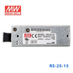 RS-25-15 25W 15V1.7A 单路输出明纬电源(G3系列-高性能内置有外壳) 