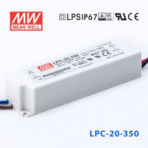 LPC-20-350 20W 350mA恒流输出明纬牌IP67防水塑壳LED电源