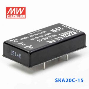 SKA20C-15  20W  36~72V  输入 15V 1.33A 稳压单路输出明纬DC-DC转换模块电源