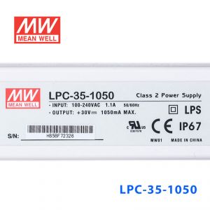 LPC-35-1050 35W 1050mA恒流输出明纬牌IP67防水塑壳LED电源