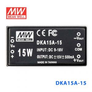 DKA15A-15  15W  9~18V 输入  ±15V  稳压双路输出明纬DC-DC转换模块电源