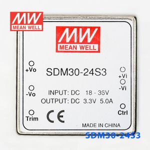 SDM30-24S3  30W  18~36V  输入  3.3V  稳压单路输出明纬DC-DC转换模块电源