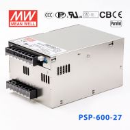 PSP-600-27  600W  27V 22.2A  单路输出带功率因素校正可并联明纬开关电源