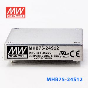 MHB75-24S12 75W 18~36V 输入 12V6.25A稳压单路输出明纬DC-DC转换模块电源 