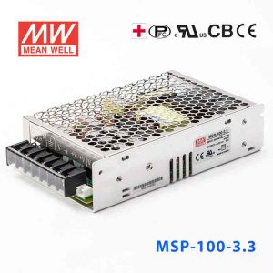 MSP-100-3.3 100W  3.3V 20A  单路输出带功率因素校正高可靠医疗型明纬开关电源