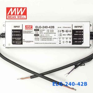 ELG-240-42B 240W 42V 5.71A    B型(0～10V/PWM/电阻调光)/铝壳IP67/100～305Vac输入)明纬PFC防水LED电源