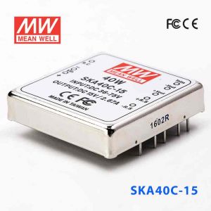 SKA40C-15  40W  36~72V  输入 15V 2.67A 稳压单路输出明纬DC-DC转换模块电源