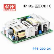 PPS-200-24  200W  24V 8.3A  单路输出带PFC功能无外壳PCB板明纬开关电源