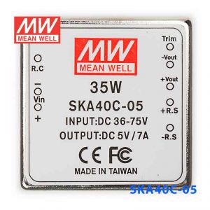 SKA40C-05  40W  36~72V  输入 5V 7A 稳压单路输出明纬DC-DC转换模块电源