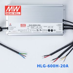 HLG-600H-20A  560W  20V 28A  强耐环境恒压+恒流PFC高效铝壳IP65防水LED电源(恒流值通过内部电位器调整)