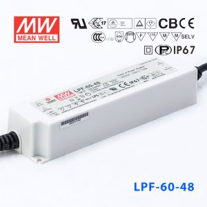 LPF-60-48  60W  48V 1.25A  恒压+恒流有PFC高效率塑壳IP67防水LED电源