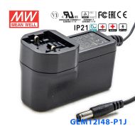 GEM12I48-P1J 12W 48V 0.25A输出明纬环保可换插头医疗电源适配器