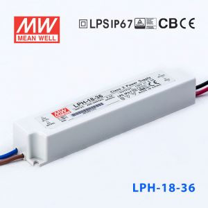 LPH-18-36    18W  220V输入   36V   0.5A明纬牌恒压输出IP67防水塑壳LED电源