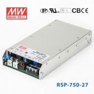 RSP-750-27 750W 27V27.8A 单路可调电压输出带功率因素校正1U薄型明纬开关电源