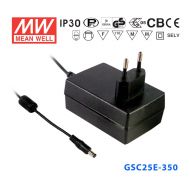 GSC25E-350  25W   36~72V  350mA  恒流输出带PFC功能塑壳墙插型LED专用适配器电源