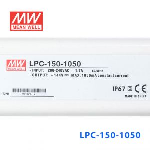 LPC-150-1050    150W   1050mA恒流输出明纬牌IP67防水塑壳LED电源