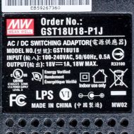 GST18U18-P1J 18W 18V1.0A高效能低空载损耗绿色节能美规适配器