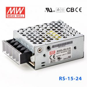 RS-15-24 15W 24V0.625A 单路输出明纬开关电源(G3系列-高性能内置有外壳) 