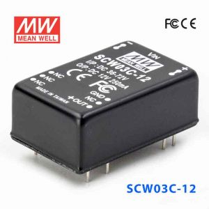 SCW03C-12  3W  36~72V  输入 12V  稳压单路输出明纬DC-DC转换模块电源