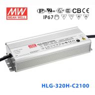HLG-320H-C2100D2 320W 宽范围输入 76~152V 2100mA   强耐环境高压恒流输出PFC高效铝壳IP67防水LED电源  