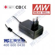 GSM25E18-P1J 25W 18V1.38A输出明纬高能效医疗型欧规墙插电源适配器