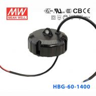 HBG-60-1400   60W  宽范围输入 28~43V1400mA恒流输出 工矿灯用防水铝壳明纬LED电源(机壳型)