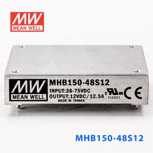 MHB150-48S12 150W 36~75V 输入 12V12.5A稳压单路输出明纬DC-DC转换电源 