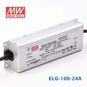 ELG-100-24A   96W    24V   4A    A型(电流可调/铝壳IP65防水/180～305Vac输入)明纬PFC防水LED电源