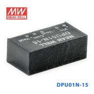 DPU01N-15 1W 24V 转±15V 非稳压双路输出明纬DC-DC转换模块电源