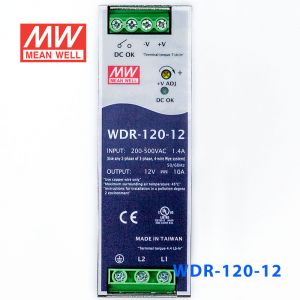 WDR-120-12 120W 12V10A 输出PFC高效率高输入电压DIN导轨电源