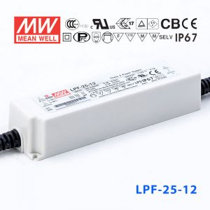 LPF-25-12  25W  12V 2.1A  恒压+恒流有PFC高效率塑壳IP67防水LED电源