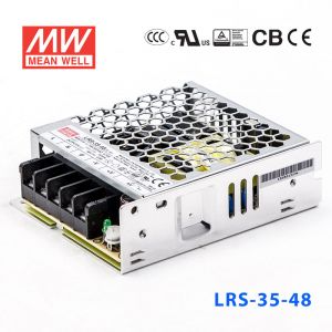 LRS-35-48 38.4W 48V0.8A单路输出超薄型低空载损耗明纬开关电源