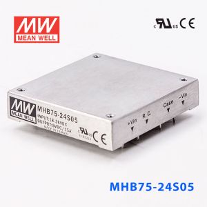 MHB75-24S05 75W 18~36V 输入 5V15A稳压单路输出明纬DC-DC转换模块电源