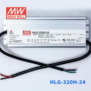 HLG-320H-24  320W  24V 13.34A 强耐环境恒压+恒流PFC高效铝壳IP67防水LED电源(引线接线) 