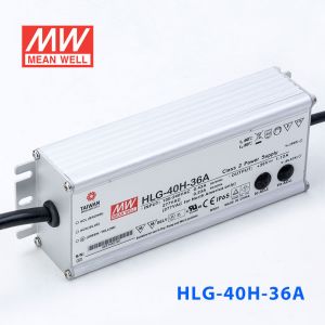 HLG-40H-36A  40W  36V 1.12A  强耐环境恒压+恒流PFC高效铝壳IP65防水LED电源(恒压恒流值可面板设定)