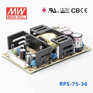 RPS-75-36  75W  36V 2.8A  单路输出微漏电低空载损耗医用无外壳明纬开关电源