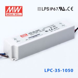 LPC-35-1050 35W 1050mA恒流输出明纬牌IP67防水塑壳LED电源