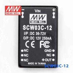 SCW03C-12  3W  36~72V  输入 12V  稳压单路输出明纬DC-DC转换模块电源