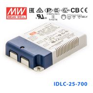 IDLC-25-700 25W 25.2~36V700mA 恒流输出无频闪二合一调光明纬LED开关电源