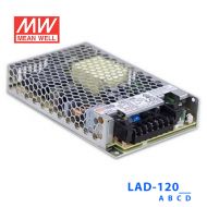 LAD-120D明纬55.2V/1.21A/1A输出121.99W内置电池充电/UPS功能经济型安控消防电源