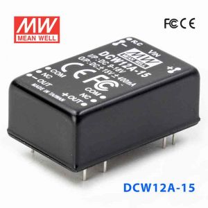 DCW12A-15  12W  9~18V 输入 ±15V  稳压双路输出明纬DC-DC转换模块电源