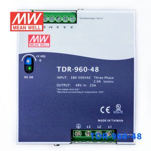 TDR-960-48 960W 48V20A 三相输入高效率高功率因素单路输出DIN导轨安装明纬开关电源