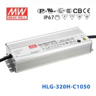 HLG-320H-C1050A 320W 宽范围输入 152~305V 1050mA   强耐环境高压恒流输出PFC高效铝壳IP65防水LED电源