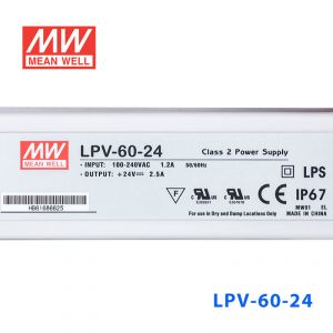 LPV-60-24   60W   24V   2.5A明纬牌恒压输出IP67防水塑壳LED照明电源