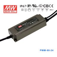 PWM-90-24  90W 24V 3.75A  PWM 输出IP67塑壳防水带PFC功能明纬LED调光电源