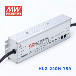 HLG-240H-15A  225W  15V 15A  强耐环境恒压+恒流PFC高效铝壳IP65防水LED电源(恒压恒流值可面板设定)