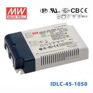 IDLC-45-1050  45W 26~43V 1050mA   恒流输出无频闪二合一调光功能明纬LED开关电源